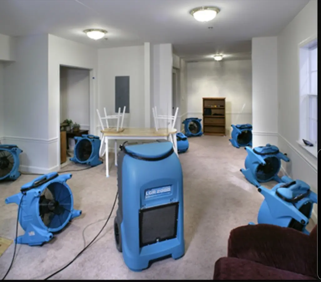Air movers and dehumidifier setup for Water Extraction & Removal in Clarkstown