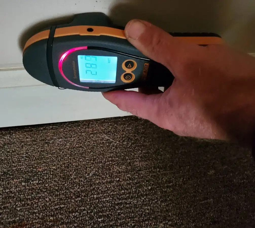 Moisture detection at baseboard during Sewage Cleanup & Sanitation in Clarkstown